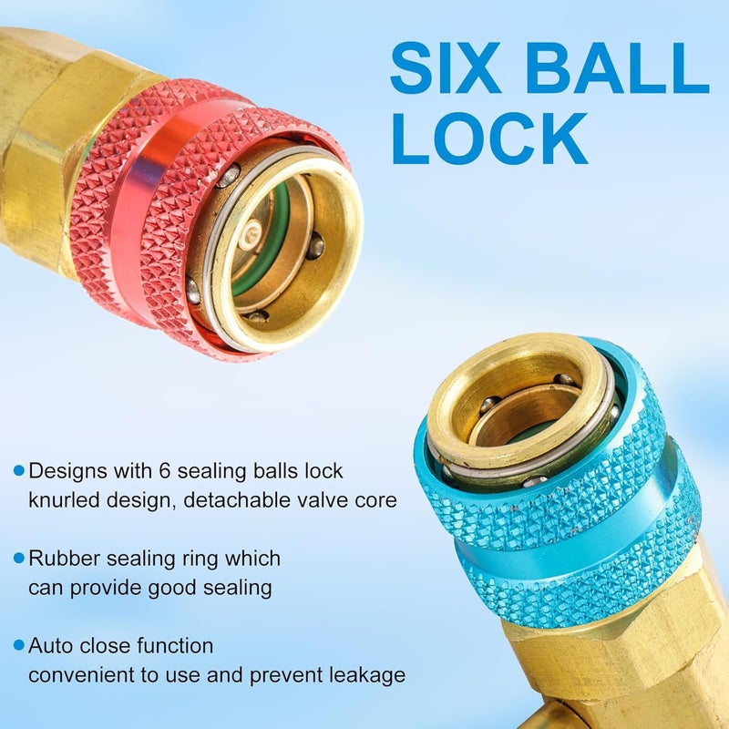 Tigbear AC R134A Quick Coupler Adapter, R12 to R134A Quick Coupler, Low High 90 Degree Connector 1/4 with Tank Adapter 1/4 Female x 1/2 Acme Male - Image 4